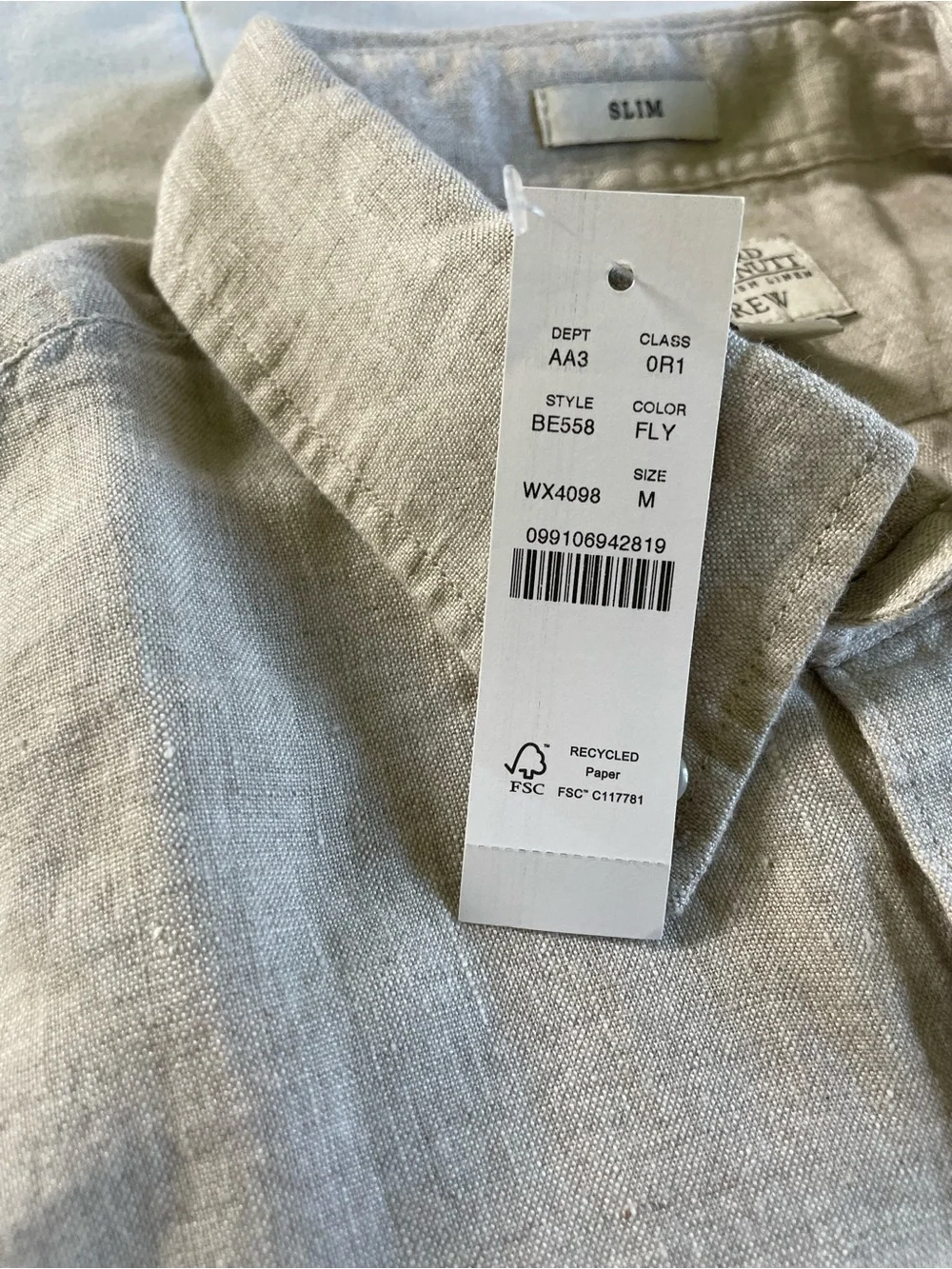 J. Crew Men's Linen Button-Down Shirt — Light Tan
